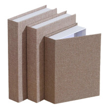 (Light Coffee)Fabric Cloth Book Storage Box with Magnetic Lid 3PCS Set for Modern Home Decoration Secret