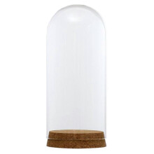 (8 x 18 cm) Campana de cristal con base de corcho de madera, decoración para el hogar, estudio y habitación