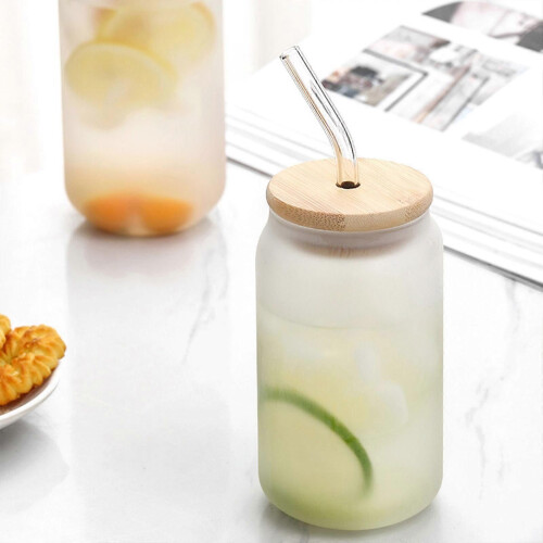 (580ml)Frosted Glass 395ml Mason Jar with Lid 2