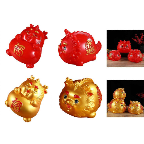 (Red large size-Lying down Fu Tailon)Convenient Saving&Withdrawal Dragon Shaped Money Pots Saving Jar 1