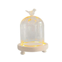 (9x11cm Bird)Clear Glass Cloche Dome Clear Bell Jar Creative Decorative Wedding Cloche Bell