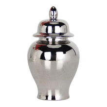 (Silver)Porcelain Ginger Jar Traditional Vase for Storage Tank Home Weddings