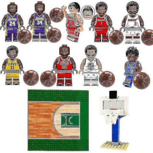 Ensemble de blocs de construction de basket-ball NBA Minifigure style terrain de basket 3