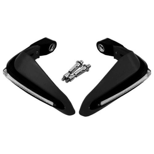 (Black)1 Pair Motorcycles Handguards LED Hand Guards Windproof Black 2