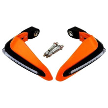 (Orange)1 Pair Motorcycles Handguards LED Hand Guards Windproof Black