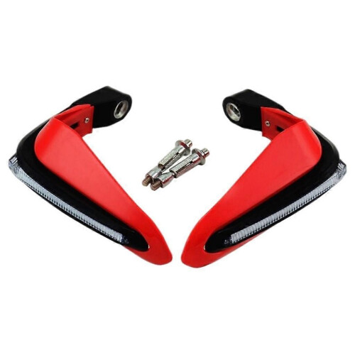 (Red)1 Pair Motorcycles Handguards LED Hand Guards Windproof Black 1