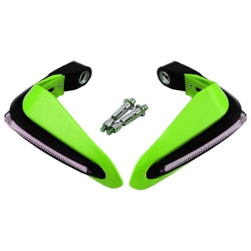 (Green)1 Pair Motorcycles Handguards LED Hand Guards Windproof Black