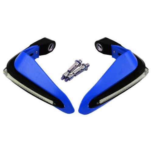 (Blue)1 Pair Motorcycles Handguards LED Hand Guards Windproof Black 1