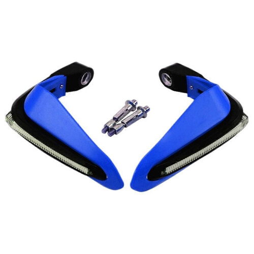 (Blue)1 Pair Motorcycles Handguards LED Hand Guards Windproof Black 2
