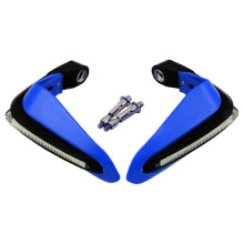 (Blue)1 Pair Motorcycles Handguards LED Hand Guards Windproof Black