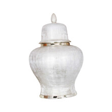 (L)Ceramic Tea Canister Tin Porcelain Ginger Jar with Lid Organizer Flower Vase