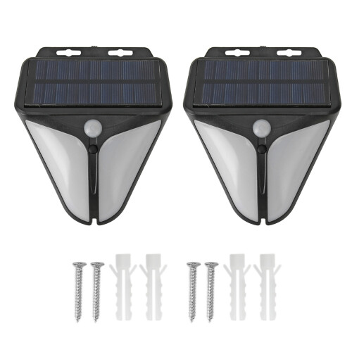 2Pcs Solar Motion Sensor Alarm Light 129dB Waterproof IP65 1500mAh 2