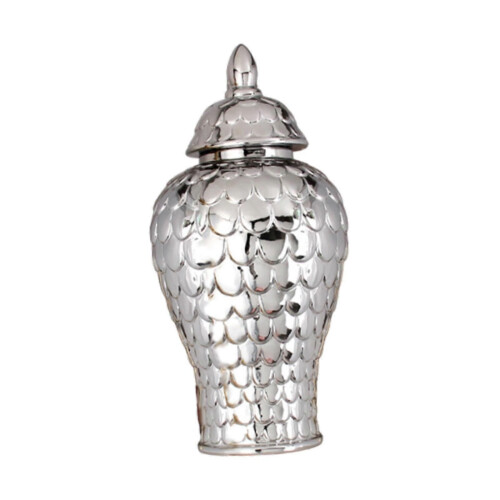 (silver)Temple Jar Ceramic Ginger Jar with Lid Office Party Stoneware Collection 2