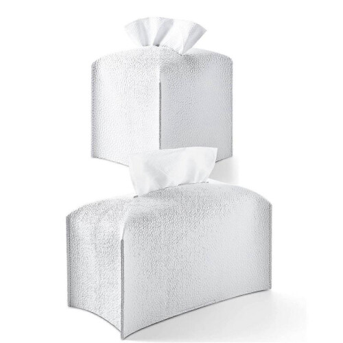 2 Pcs Tissue Box Cover, Modern Pu Leather Square Tissue Box Holder Decorative Leather Tissues Case