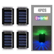 (Colorful) 4Pcs Solar Wall Lights Up & Down Lamp Decor Waterproof Garden Outdoor Fence Yard Light