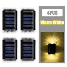(Warm) 4Pcs Solar Wall Lights Up & Down Lamp Decor Waterproof Garden Outdoor Fence Yard Light