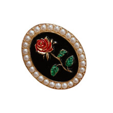 Rose Pattern Brooch One Piece Pearl Beads Decorative Lapel Pin For Clothing Bags Hats