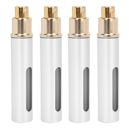 (Silver)Refillable Perfume Bottle Glass Outdoor Portable Empty Spray Bottle Container 10ml x 4pcs 2