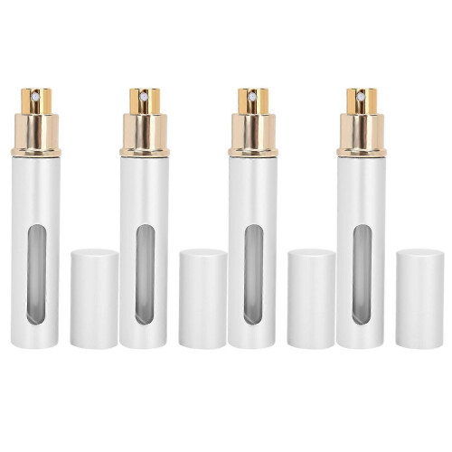 (Silver)Refillable Perfume Bottle Glass Outdoor Portable Empty Spray Bottle Container 10ml x 4pcs 1