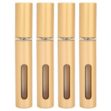 (Gold)Refillable Perfume Bottle Glass Outdoor Portable Empty Spray Bottle Container 10ml x 4pcs