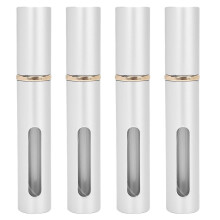 (Silver)Refillable Perfume Bottle Glass Outdoor Portable Empty Spray Bottle Container 10ml x 4pcs