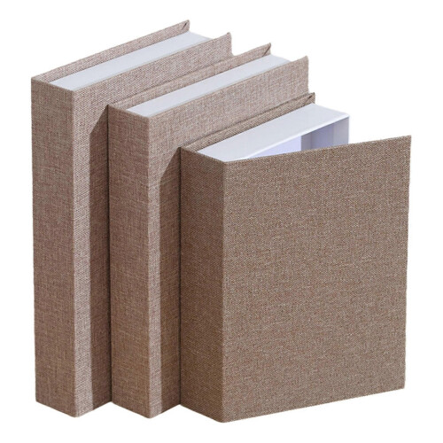 (Light Coffee)Decorative Book Box with Spacious Interior for Small Item Storage Coffee Table Shelves