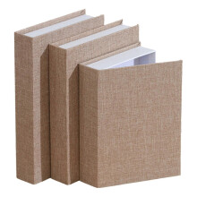 (Khaki)Fabric Cloth Book Storage Box in Realistic Book Designing for Coffee Table Shelf Interior Decoration