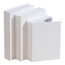 (White)Fabric Cloth Book Storage Box with Magnetic Lid 3PCS Set for Modern Home Decoration Secret Compartment