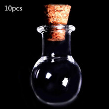 (Clear)10pcs Mini Small Glass Bottles with Cork Stopper Clear Jars Tiny Wedding Vial Message Favor Jewelry