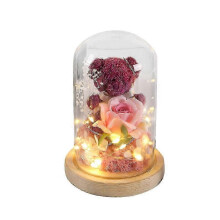 (purple)Glass Dome Rose and Moss Bear - 9 pcs Min Order for Valentine's 2025