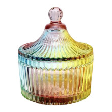 (Yurt)Hand Painted Glass Sugar Jar for Home Decoration Kitchen Storage Artistics Decorative Container