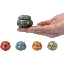 (Green)Tiny Ceramic Urn for Ashes, Handcrafted, Holds 1.2 Cubic Inches