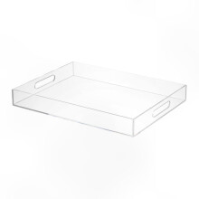 Bandeja rectangular de acrílico transparente (transparente) para tocador, ideal para organizar el baño