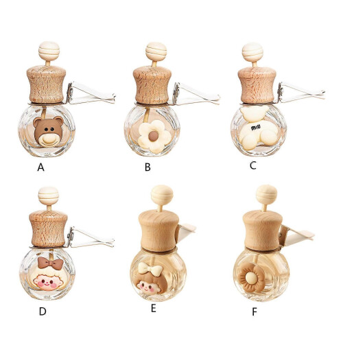 (White flower)Auto Vent Outlet Ornament Mini Perfume Bottle with Cute Flower Patterns 2