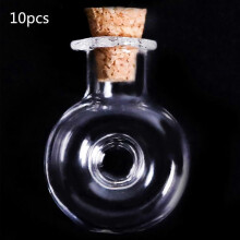 (Light Grey)10pcs Mini Small Glass Bottles with Cork Stopper Clear Jars Tiny Wedding Vial Message Favor