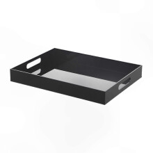 Bandeja rectangular de acrílico transparente (negra) para baño y encimera, ideal para organizar frutas.