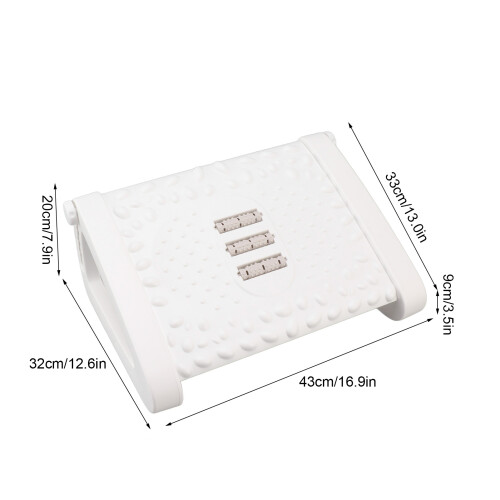 Adjustable White Footrest with Massage Rollers for Office Comfort 1
