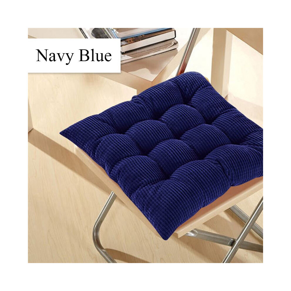 (Navy Blue)Coussin d'assise amovible épais doux velours côtelé coussin siège chaise patio maison canapé