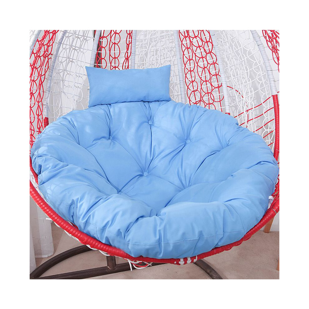 (SkyBlue)Chaise balançoire en rotin coussin chaise à œufs suspendue tapis souple housse patio extérieur