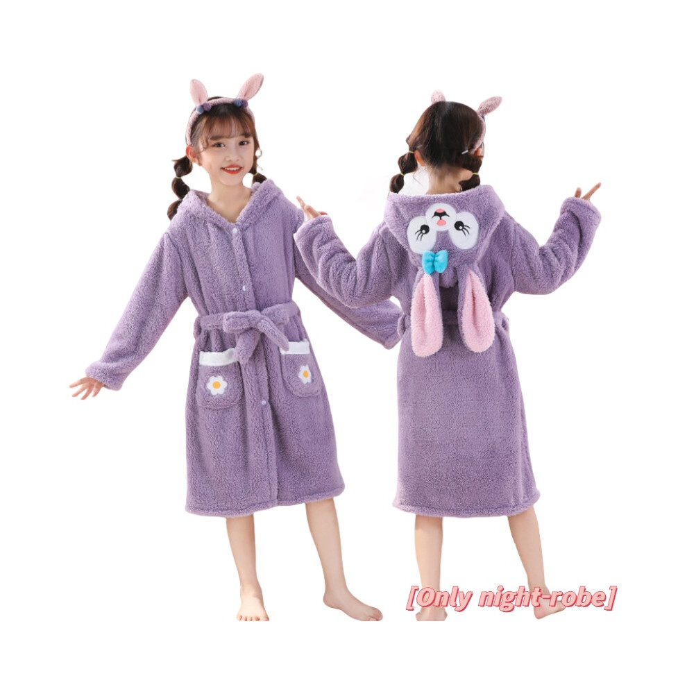 (StellaLou, Fit height 120cm/47.24in) Kid Stellalou Pikachu Flannel Sleepwear Autumn Winter Fleece Hooded Bathrobe