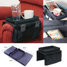 Sofa Armchair Chair Arm Rest Drinks Holder Remote Storage Black Remote