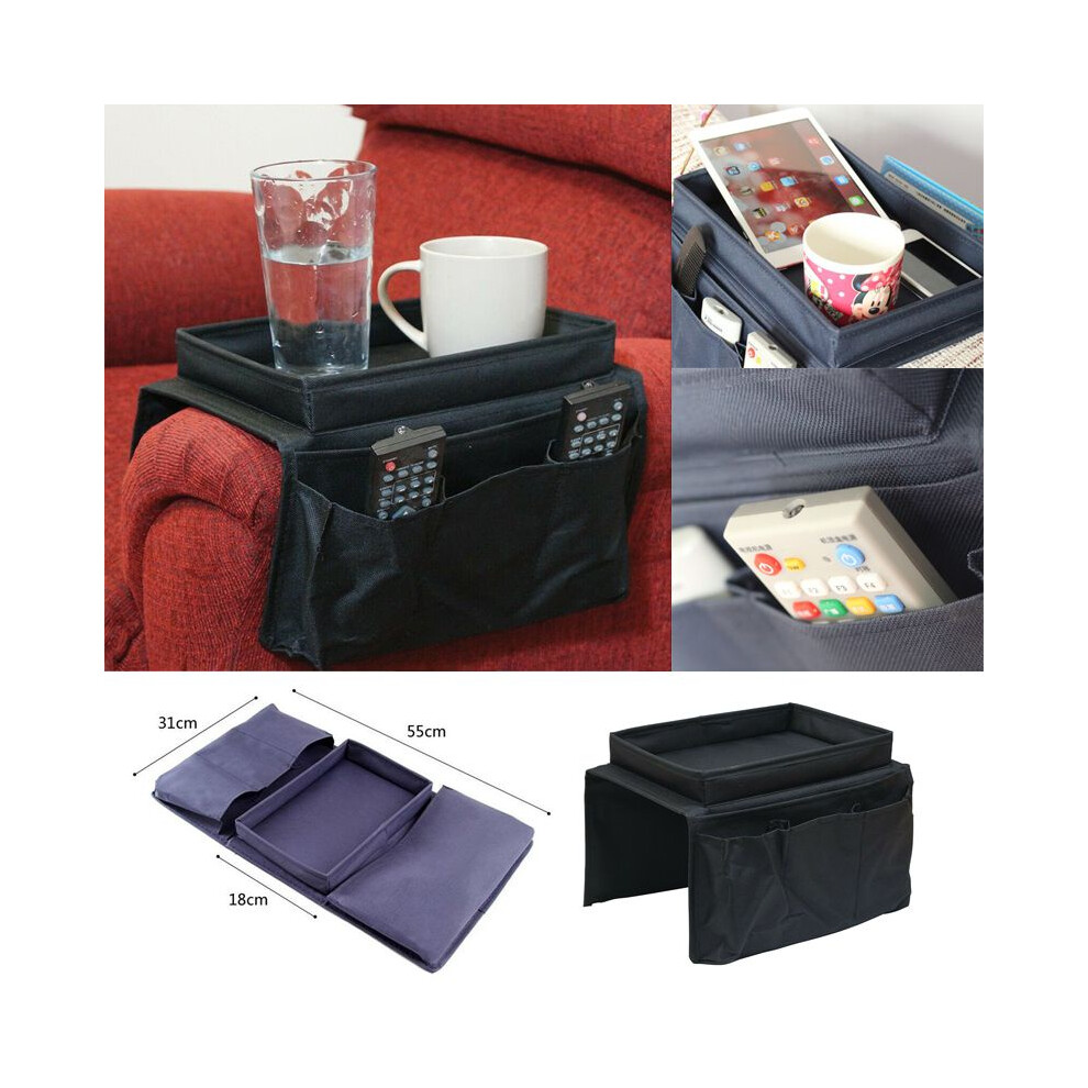 Sofa Armchair Chair Arm Rest Drinks Holder Remote Storage Remote Black