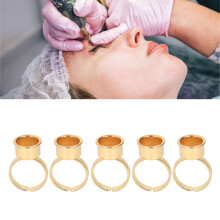 5 Stück Augenbrauen- und Lippen-Tattoo-Farbinkring aus Edelstahl, Mikrobating-Pigment, Wimpernkleber-Halterring M Gold