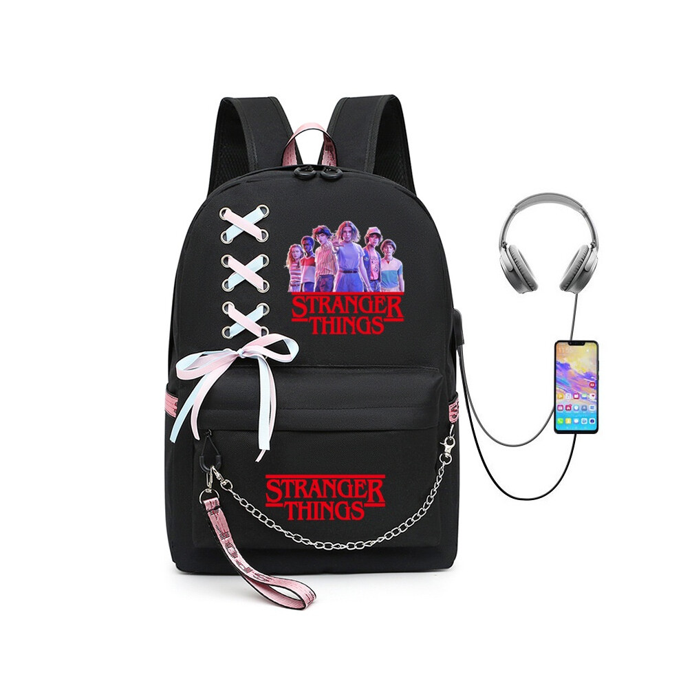 (Style C) Things Stranger Backpack Schoolbag Unisex Travel Laptop Usb Student Kids Gift