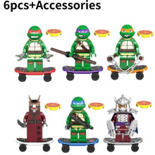 (6pcs) Ninja Mutant Teenage Turtles Building Block Cartoon Minifigures Toys Gift Kids