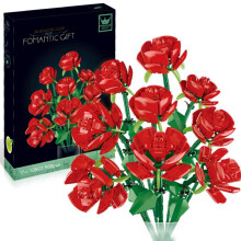 (Rose,568PCS)Bausteine Rosenstrauß Sukkulente Botanischer Blumenstrauß Modell Spielzeug Geschenke