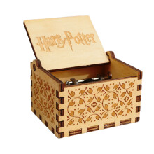 (Style 12) Wooden Harry Potter Music Box Retro Hand Cranked Engraved Toy Xmas Gift Ornament