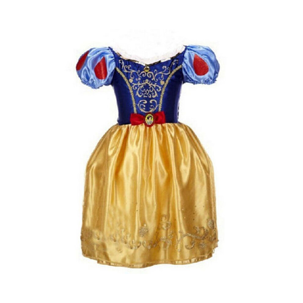 (#A Snow Dress, 150Cm/8-9Years) Kids Princess Girls Fancy Dress Rapunzel Belle Cinderella Outfits Sofia Cosplay White