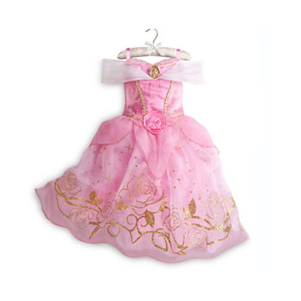 (#H Light Rapunzel Dress, 120Cm/5-6Years) Kids Princess Girls Fancy Dress Rapunzel Belle Cinderella Outfits Sofia Cosplay Pink
