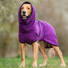 (Purple, 2XL) Fleece Bathrobe Dog Towel Clothes Hoody Coat Plus Size Golden Dog Retriever Cat